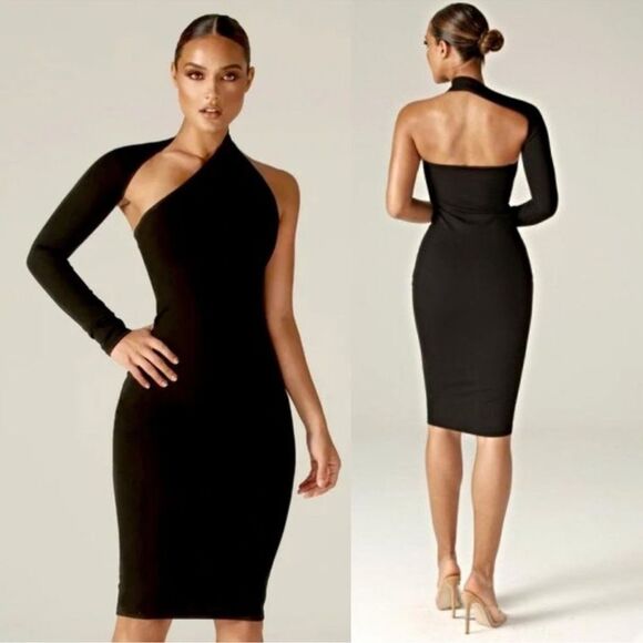 NWT Alieva Dasha Modern Midi Dress Black size Medium - Picture 1 of 10